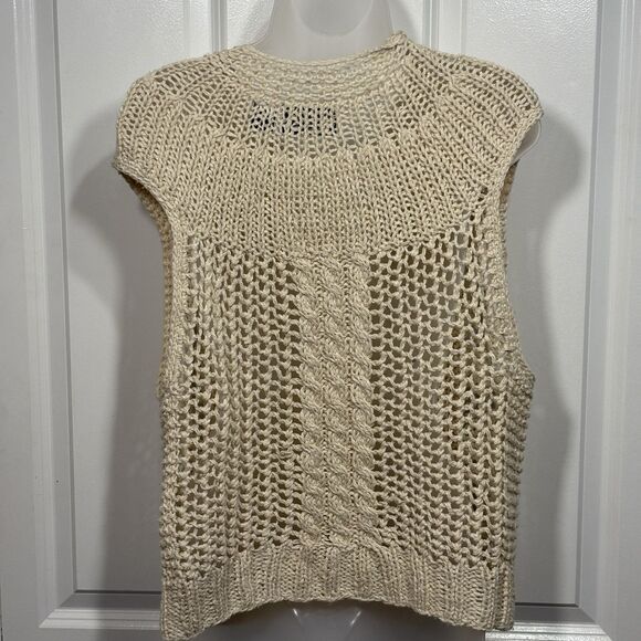 The Specialty House Open Knit Sweater Vest Womens L Silk Blend Cottagecore Boho - Picture 3 of 7